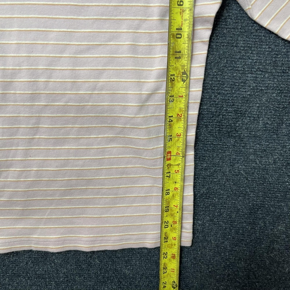 Levi's Shirt Womens Medium Pink Stripe Crew Neck Long Sleeve Cotton Jersey Top - Picture 8 of 10